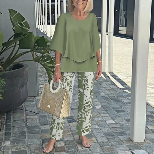 💃2025 Hot Sale 50% Off🔥Women’s Printed Pants and Crew Neck Top Set