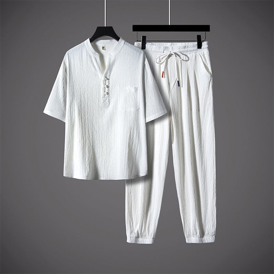 Men’s Cool V-Neck Top & Jogger Pants Set