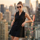 Women's Ruffle Trim Button-Front Mini Dress