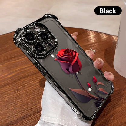Anti-Drop Red Rose Phone Case for iPhone 13-16 Series