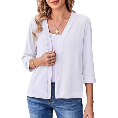 ✨Women's 3/4 Sleeve Open Front Cardigan 🤎 Light Casual Knit Outerwear