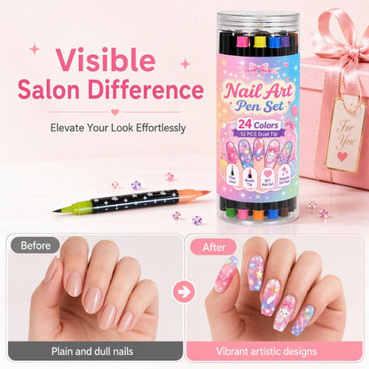 📢 LIMITED TIME 50% OFF! ⏰ 24 Colors Dual Ended Nail Art Pens Set – Dual-Tip Design, Smooth Ink Flow & Long Lasting Brilliance – Perfect for DIY Manicure ✨