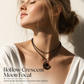 Gothic Dark Crystal Beaded Chain Necklace with Hollow Out Moon Alloy Pendant
